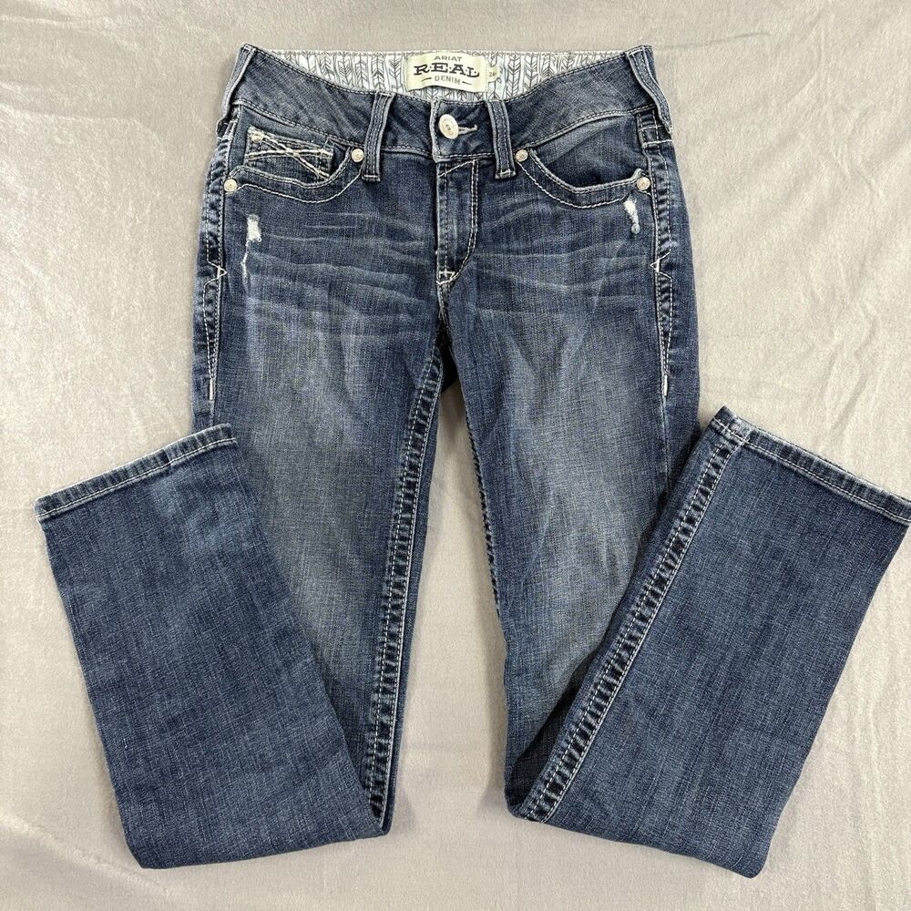 Ariat R.E.A.L. Denim Women’s Jeans 26S Gianna Straight Stretch Western Med Wash
